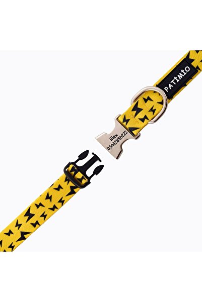 PATİMİO Yellow Boomisimli Köpek Tasması, Köpek Künyesi, Köpek Isimlik, Isme Özel Tasma