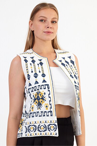VİOLETTE Embroidered Ethnic Pattern Vest