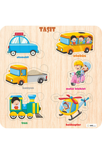 ASE DİZAYN ahşap eğitici puzzle Bul-Tak Taşıt yapboz