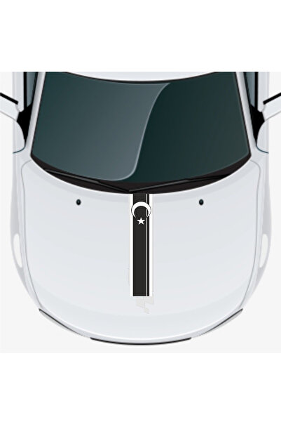 MCEM STORE Moon Star Auto Hood Stripe Sticker Black 120 X 20 cm