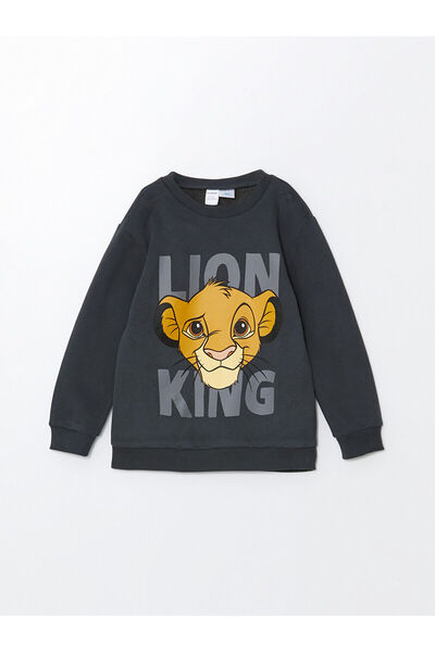 LC Waikiki Lcwk Boys' Sweatshirt and Sweatpants Set - Crew Neck, Long Sleeve, Lion King Print, Set of 2