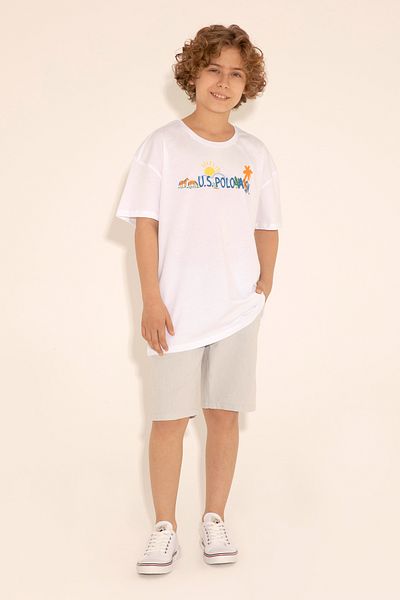 U.S. Polo Assn. Pantaloni scurți țesuți albastru deschis pentru băiat 50289495 -VR003