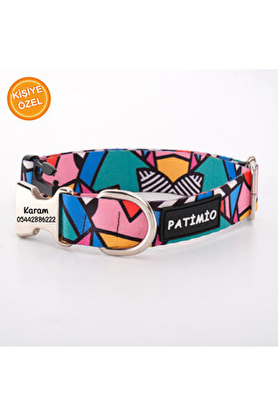 PATİMİO Isme Özel Colourful Köpek Boyun Tasması Künyesi