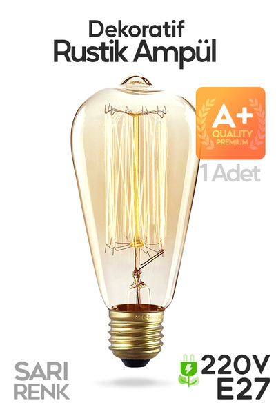 SULED Dekoratif Retro Rustik Ampül E27 Standart Duy 220v Ev Cafe Aplik Abajur Tavan Ampülü