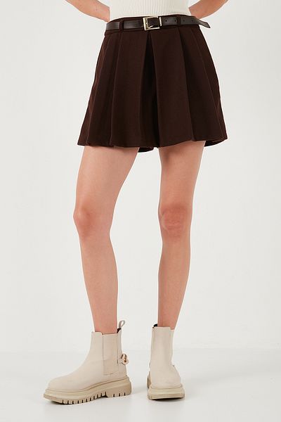 Lela Standard Fit Pleated Winter Mini Shorts Skirt - Shorts Skirt 611Sr00016