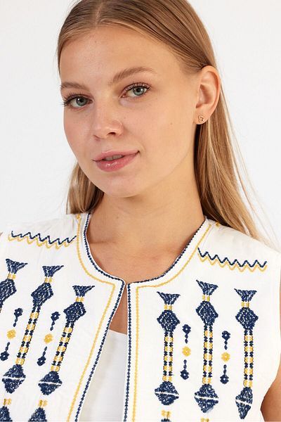 VİOLETTE Embroidered Ethnic Pattern Vest