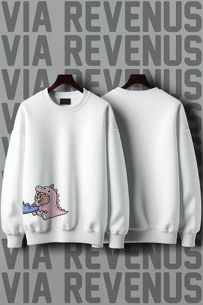 Vordevia Cute Tom and Jerry Printed Oversize Lover Combination Sweatshirt