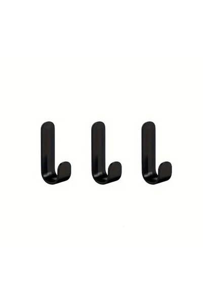 Generic Brand 3 Pcs, Self Adhesive, Black, Plastic Multi-Purpose Wall Hangers (J-Shaped)