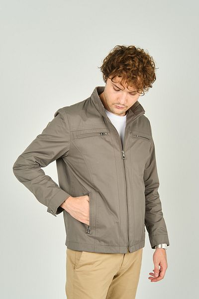 daynax Men's Judge Collar Zippered Pocket Detailed Seasonal Sports Coat 4600 Green