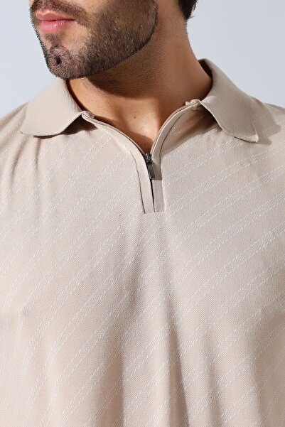 GW Ανδρικό μπλουζάκι και μπλουζάκια Moreno Polo με φερμουάρ Jacquard Texture - Regular Fit