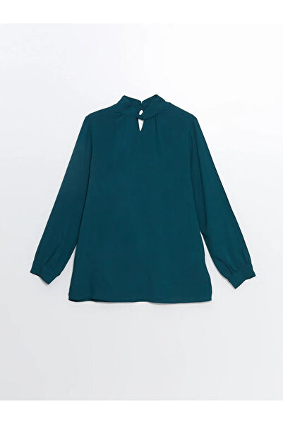 LC Waikiki Bluză pentru femei LCW Grace verde închis guler ridicat