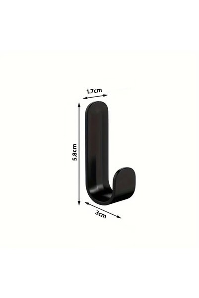 Generic Brand 3 Pcs, Self Adhesive, Black, Plastic Multi-Purpose Wall Hangers (J-Shaped)