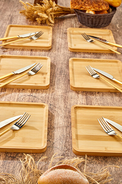 EMBazaar Bamboo 6-Piece Cake, Breakfast Presentation Plate