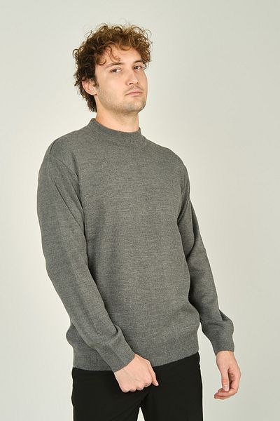 Ateş Triko Men's Half Turtleneck Wool Sweater 6091024   Dark Gray