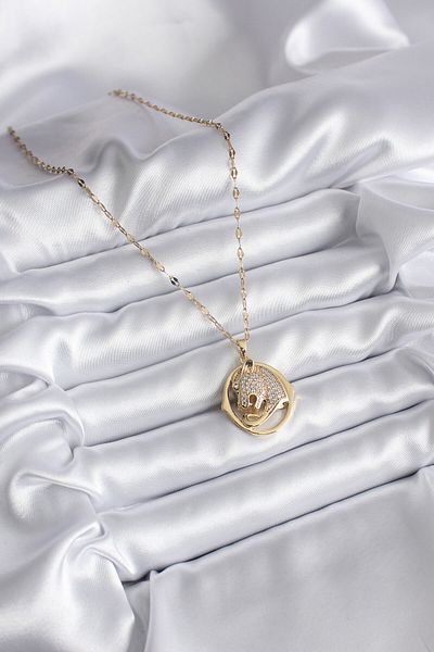 Clariss 316L Steel Gold Color Zircon Stone Jaguar Model Women's Necklace