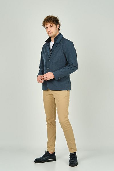 daynax Men's Indigo Jacket Coat 4900 - Double Collar and Button Detail