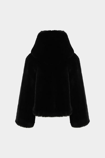 Açelya Okcu Premium Neptun Hooded Faux Fur Women's Coat