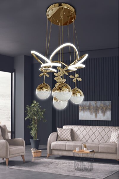 RSCOLLECTIONS Kral Tacı Led Avize 5 Toplu Led Avize 3 Renk