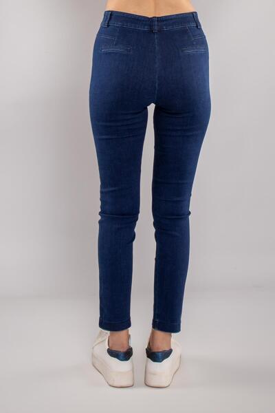 TULIN 75277 Cep Dikişli Pamuklu Kanvas Kadın Kot Pantolon