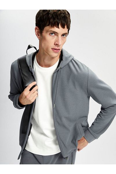 LC Waikiki Hooded Long Sleeve Men's Zippered Sweatshirt