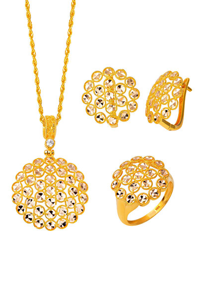 Bilezikci Harem Sarı Altın 3'lü Takı Seti