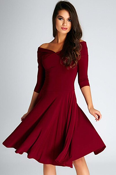 Ottawe Burgulu Kayık Yakalı Çeyrek Truvakar Kol Fit Kalıp Likralı Esnek Diz A...