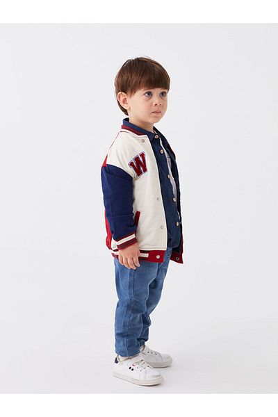 LC Waikiki College Collar Long Sleeve Baby Boy Zippered Sweatshirt