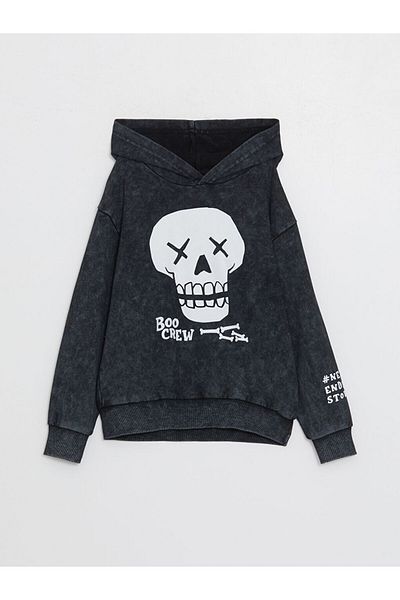 LC Waikiki Суичър с качулка за момче - свободна кройка, щампа, LCW Kids