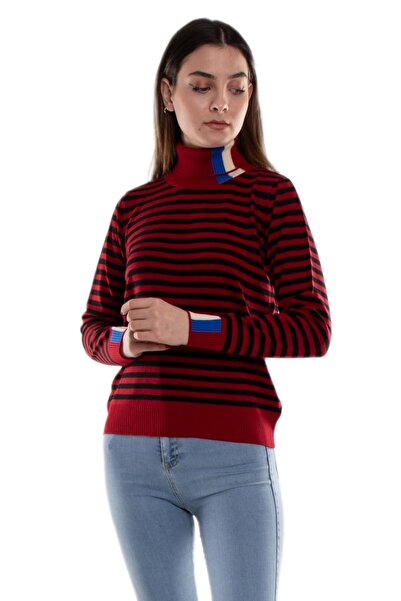 Sementa 32341 Tam Balıkçı Çizgili Kadın Triko Kazak