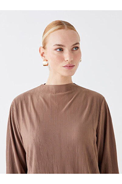 LC Waikiki Túlméretes női tunika - állógallér, tömör hosszú ujjú