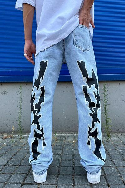 HAFKAGİYİM Ice Blue Neon Chaos Night φαρδύ παντελόνι
