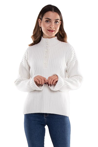 Sementa 32328 Yarım Balıkçı Yaka Düğmeli Kadın Kazak