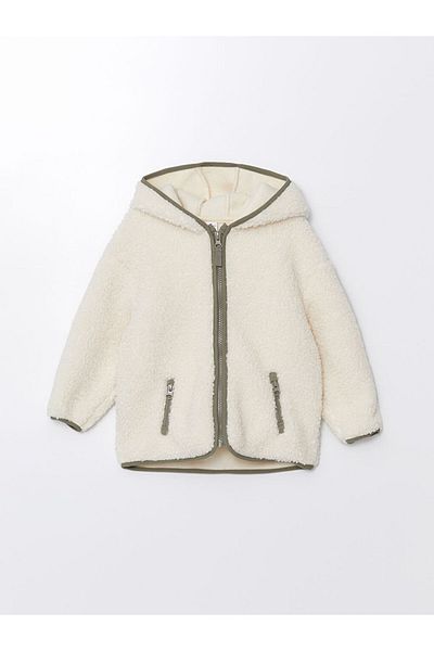 LC Waikiki Lcw Kids Beige Hooded Plush Boy's Zippered Sweatshirt