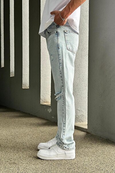 HAFKAGİYİM Buz Mavi Dizi Yırtık R4 DL Baggy Pantolon