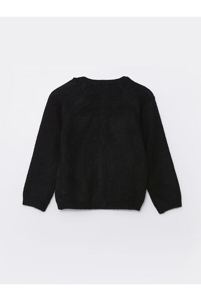 LC Waikiki Black Crew Neck Basic Girls' Cardigan