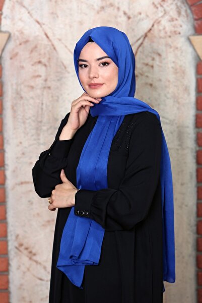 MİS İPEK Houndstooth Pattern Saxe Cotton Jacquard Shawl