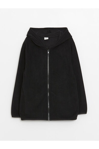 LC Waikiki Hanorac negru cu glugă, cu mânecă lungă, fleece, pentru băieți, cu...