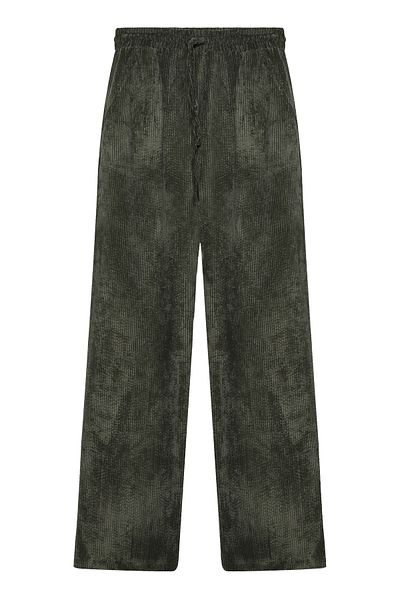 Quzu Anthracite Velvet Trousers - Elastic Waist