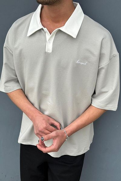 HAFKAGİYİM ΓΚΡΙ Δεμένο γιακά Polo OUTPLENTY PREMIUM Oversize T-Shirt