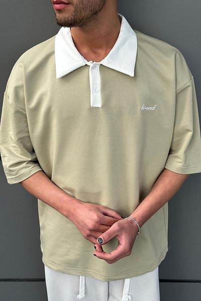 HAFKAGİYİM Μπλουζάκι SU GREEN Bound Polo Collar OUTPLENTY PREMIUM Oversize T-shirt