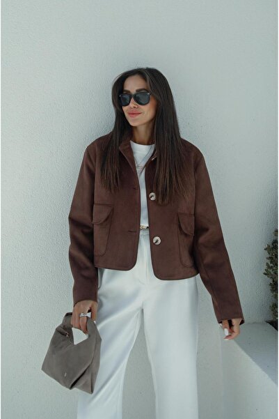 Havoş Kapesní semišová bunda s hnědým krytem