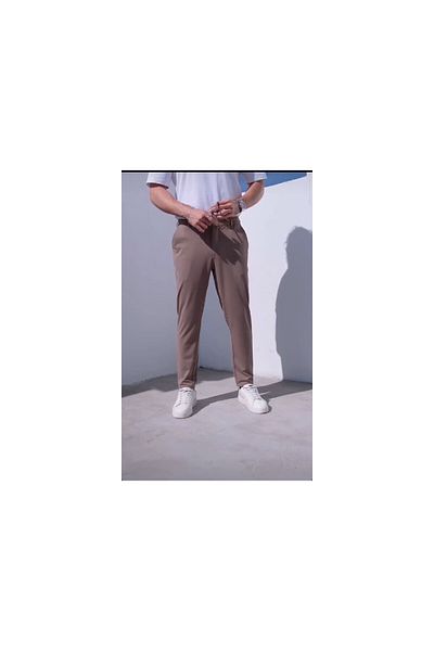 Presto Men's Jogger Knitted Slimfit Trousers Lycra Beige 3318-400