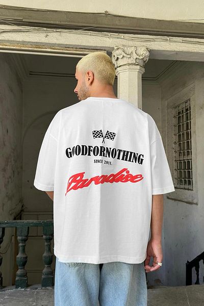 HAFKAGİYİM ΛΕΥΚΟ Μπλουζάκι Goodfornothing OUTPLENTY PREMIUM Oversize