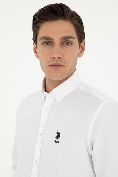 U.S. Polo Assn. Ανδρικό λευκό μακρυμάνικο πουκάμισο Basic 50293427 -VR013