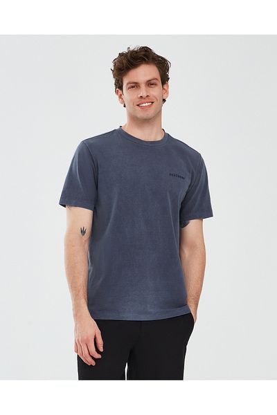 SKECHERS Ανδρικό μπλουζάκι Navy Blue - Organic Sleeve, M Cut, κοντό μανίκι S241166-410