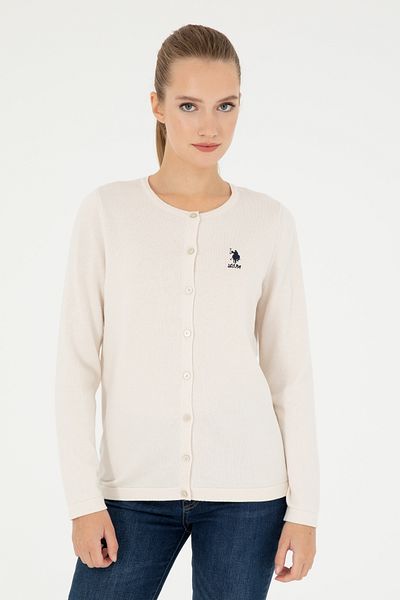 U.S. Polo Assn. Women's Cream Basic Knitwear Cardigan 50293537 -Vr071