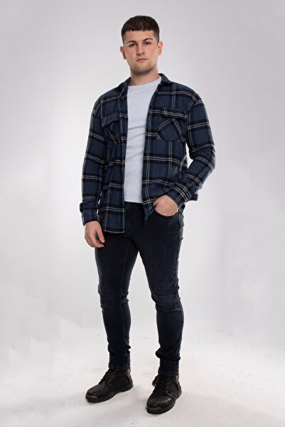 BIGAZZI 8040 Slimfit Ekose Çift Cep Pamuklu Oduncu Erkek Gömlek