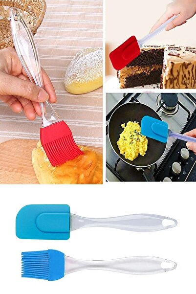 HETicaret 2'li Silikon Kek Pasta Hamur Şekillendirici Spatula Ve Yumurta Sos Fırçası Seti