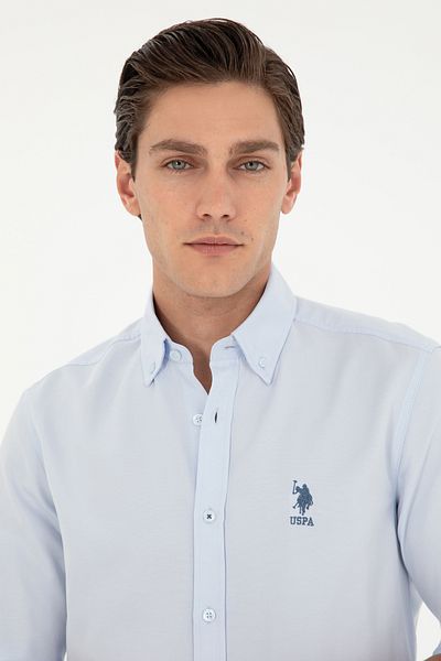 U.S. Polo Assn. Ανδρικό γαλάζιο μακρυμάνικο βασικό πουκάμισο 50293427 -VR003