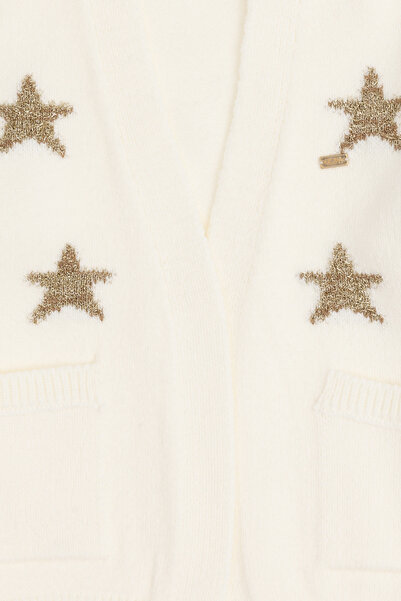 U.S. Polo Assn. Girl's Cream V-Neck Knitwear Cardigan 50293107-Vr071